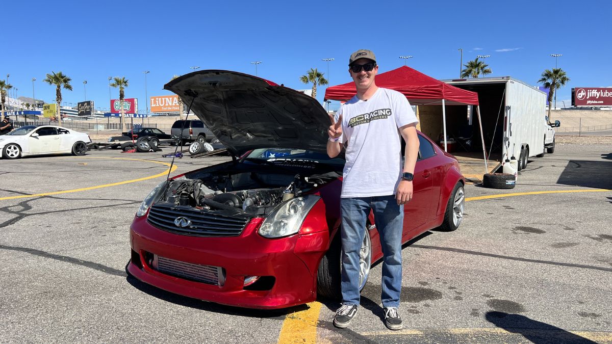 Josh Weaver beside his Infiniti G35