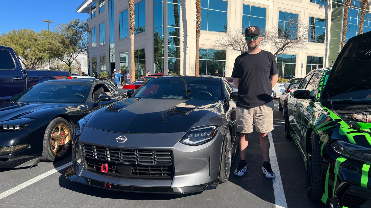 Owner Kai Next to his Nissan Z at Gears & Grinds Vegas